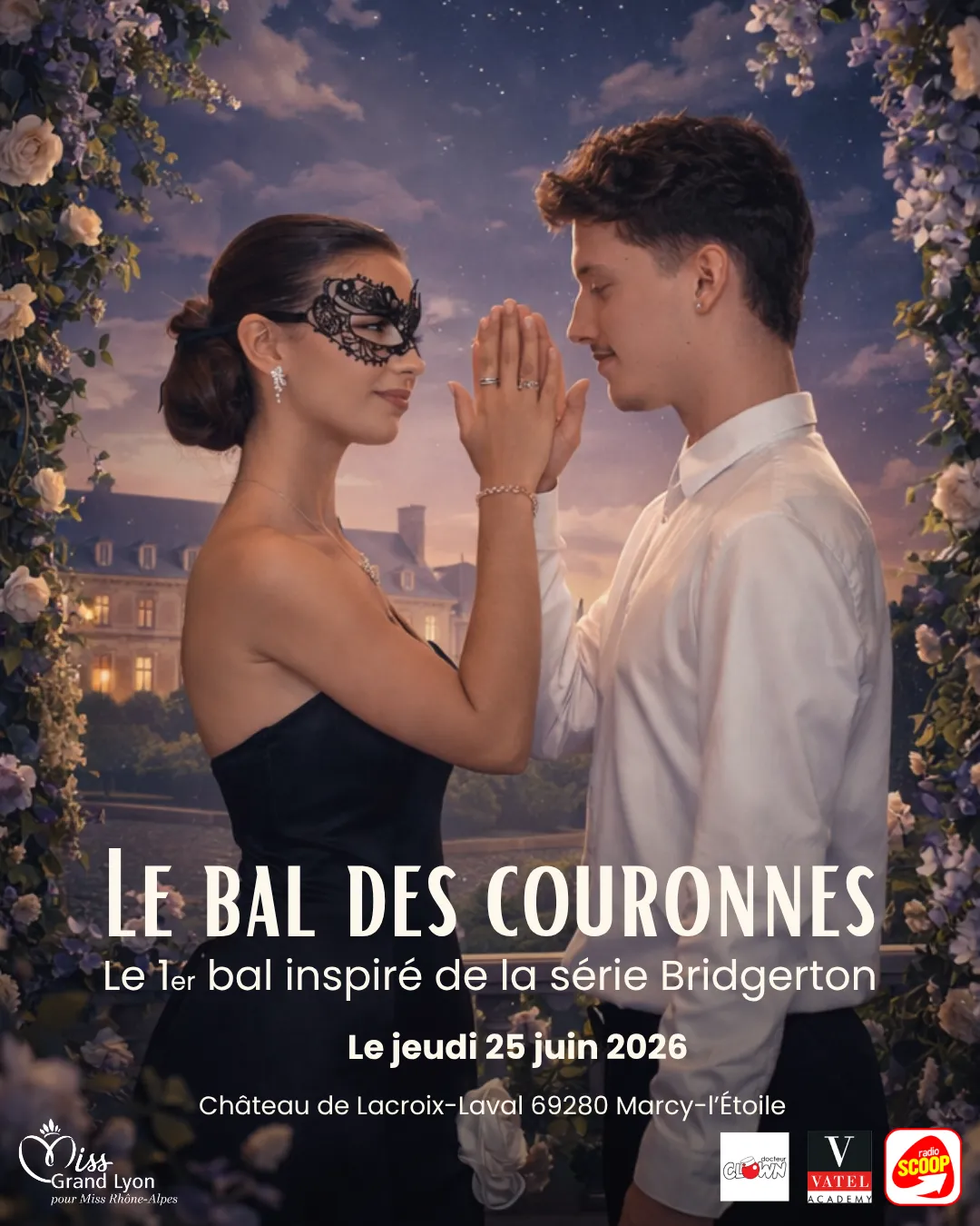 Bal des Couronnes inspiré de Bridgerton au Château de Lacroix-Laval à Marcy-l'Étoile